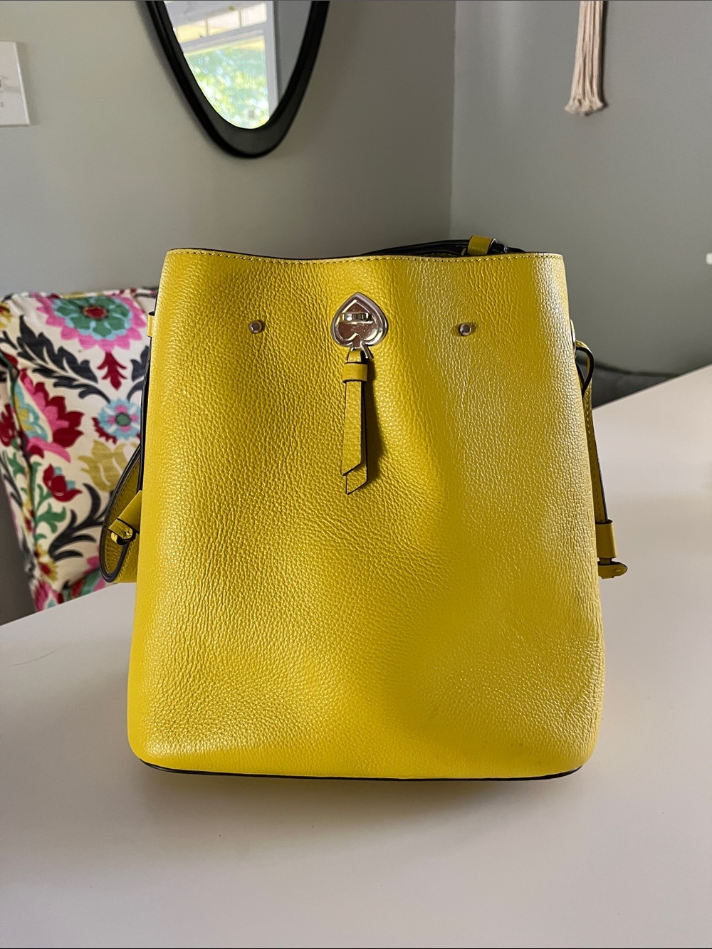 Kate Spade Knott Medium Bucket Bag Yellow Leather Shoulder Bag